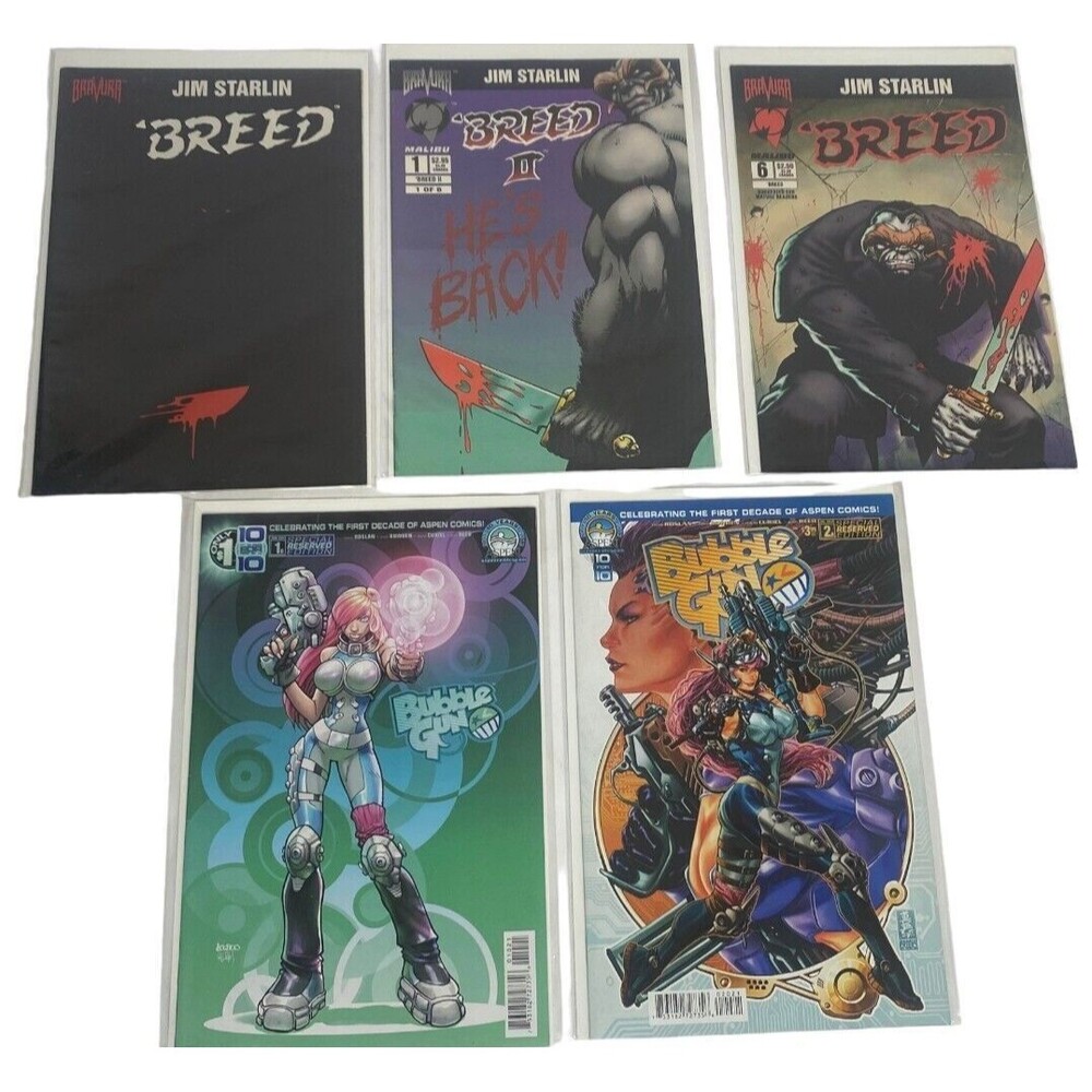 Bravura Jim Starlin Breed lot of 3 & Bubble Gun Comics Lot of 2  Mixed